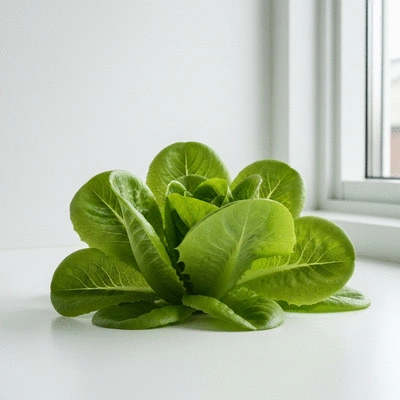 Freshly harvested hydroponic lettuce in a kitchen setting