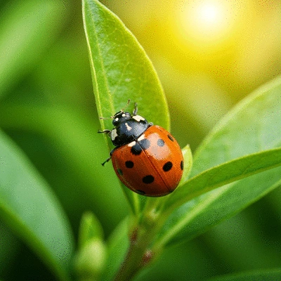 Close-up of a ladybug on a green leaf, symbolizing natural pest control