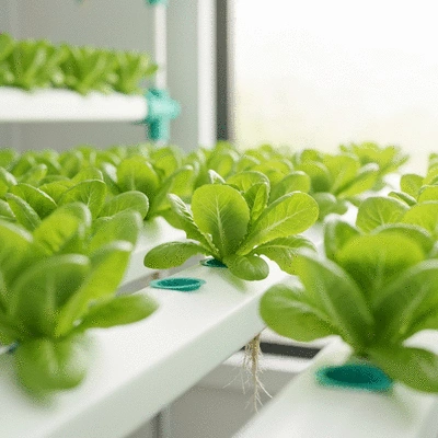 Hydroponic garden setup with vibrant lettuce growing