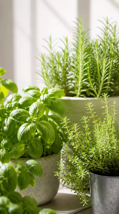Herbs thriving in sunlight