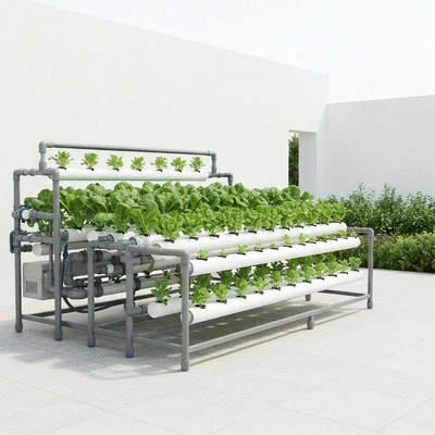 Aquaponics system in a garden