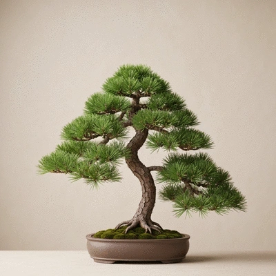 Close-up of a hand gently watering a small, flourishing bonsai tree with a watering can, highlighting the care and attention required for its growth