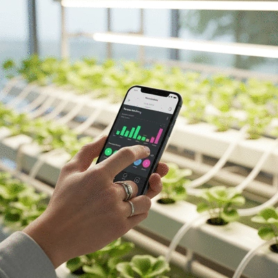 Smart aquaponics system controlled by a smartphone app