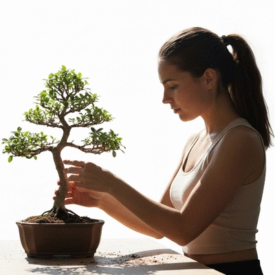 User nurturing a bonsai tree