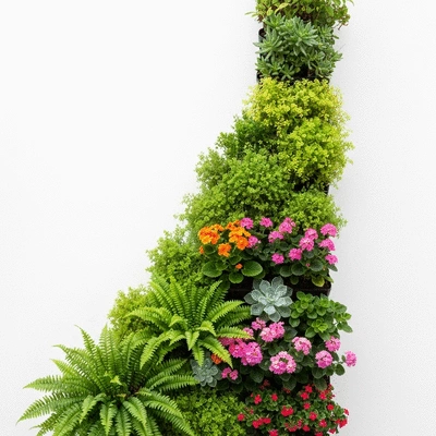 Vertical garden with various plants
