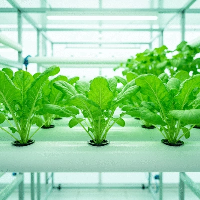 Hydroponic garden with plants growing