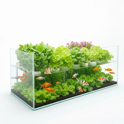 Aquaponics system with fish and plants
