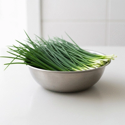 Fresh chives in the kitchen ready for use