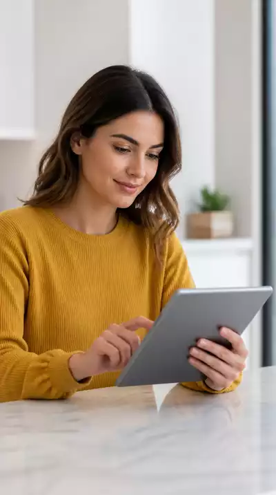 User submitting online form on tablet