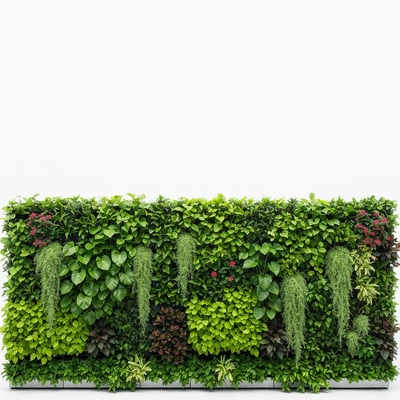 Vertical raised garden with various plants growing vertically