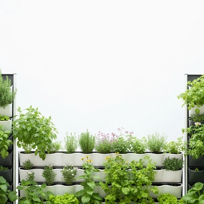 Vertical gardening setup with diverse plants