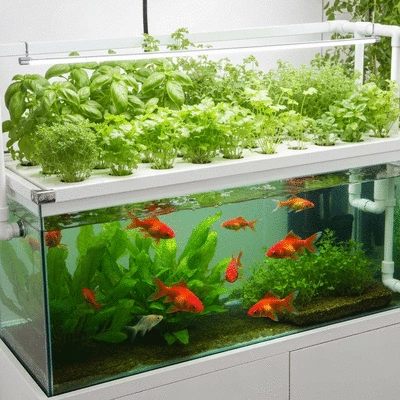 Aquaponics kit with fish tank and grow bed