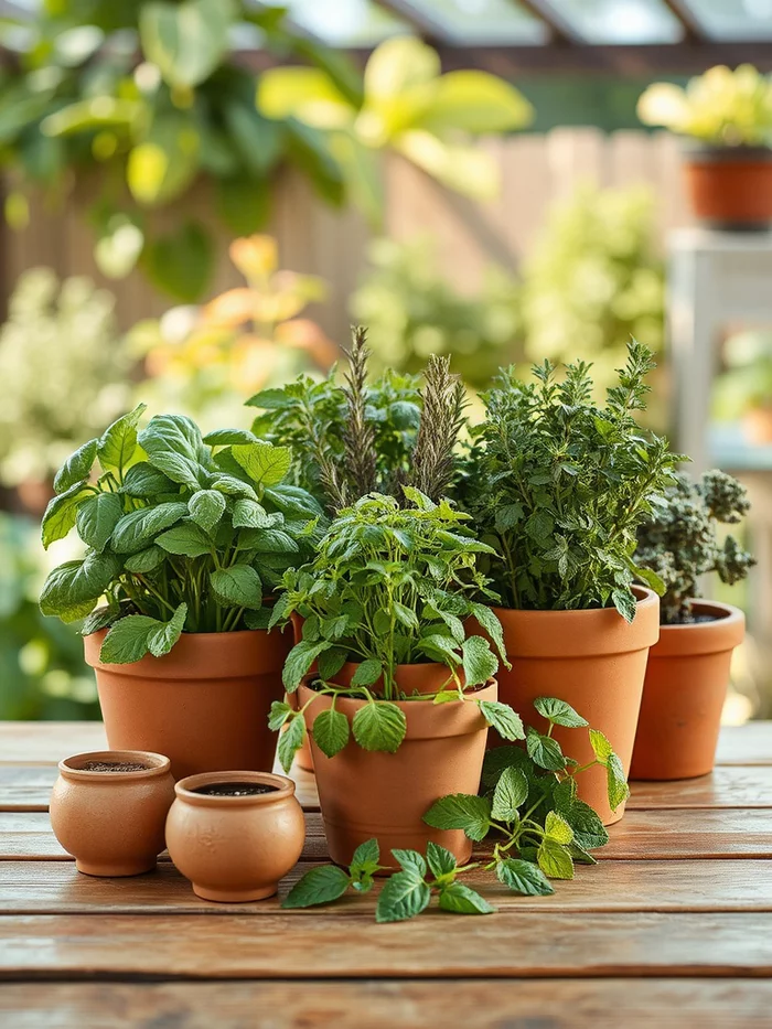 Growing Herbs in Simple Pots