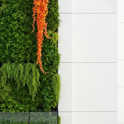 Modern vertical garden installation on a city balcony